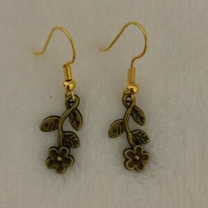 Handmade Antique Gold Floral Dangle Earrings